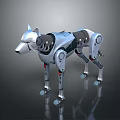 Futuristic Silver Robotic Dog With Mechanical Structure And Metallic Limb Design 3d model
