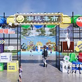 Light box entrance gate net red beauty Chen luminous light plate metal scaffold color square box 3d model