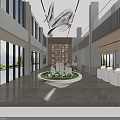 Modern Luxury Sales Office Interior With Real Estate Sand Table And Large Floor Windows