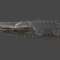 Futuristic Fighter Jet With Complex Structure Armored Exterior Industrial Modules And Gray White Color Scheme