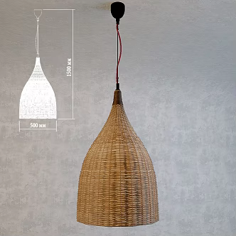 Nordic rattan chandelier 3d model