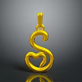 Gold S Shaped Pendant With Heart Design For Fashion Accessories