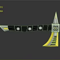 Modern Battle Axe With Black Handle Silver Circular Decorations Yellow Blade Edge And Silver Tip