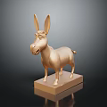 Golden Donkey Figurine Decorative Ornament Set With Base For Modern Home Decor