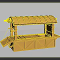 Golden Traditional Pavilion With Curved Roof And Wooden Base Platform Design