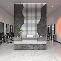 Modern Hair Salon Interior With Styling Chairs Mirrors And Round Wall Decor