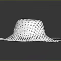White Woven Straw Hat With Grid Pattern And Wide Brim For Daily Use
