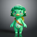 Cute Green Cartoon Fairy Character With Green Hair Cheek Blush And Brown Strap