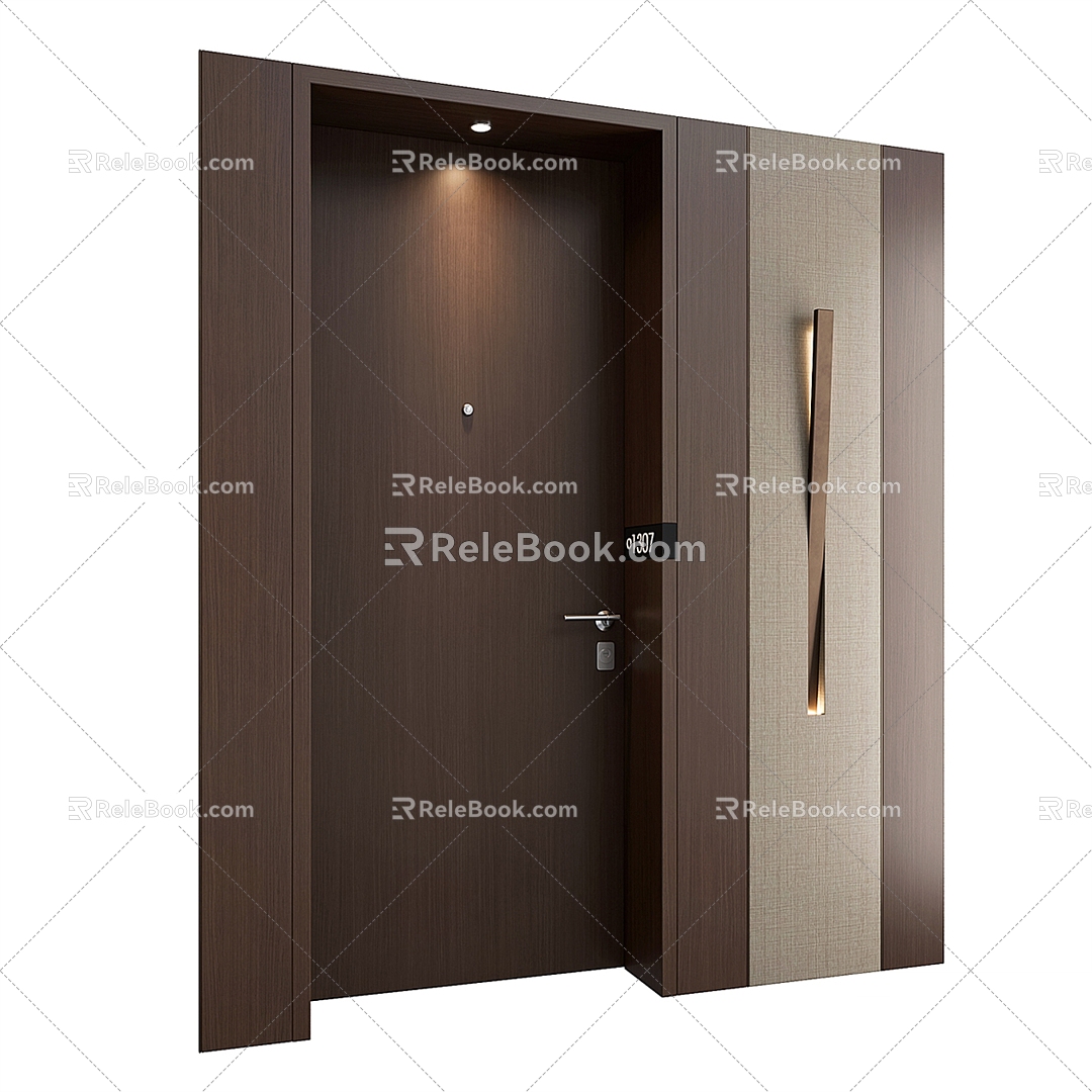 Hotel entry door sliding door 3d model