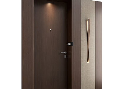 Hotel entry door sliding door 3d model