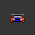 Children Playing with Colorful Orange Blue Toy Race Car Featuring Tail Wing and Number 2