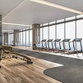 Spacious Modern Gym Interior With Large Windows Treadmills And Fitness Equipment