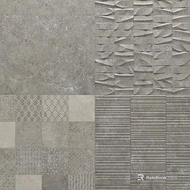 Variety of Decorative Wall Components With Geometric Patterns Striped Textures And Embossed Details 3d model 