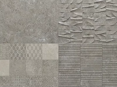 Variety of Decorative Wall Components With Geometric Patterns Striped Textures And Embossed Details 3d model