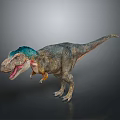 Detailed Tyrannosaurus Rex With Blue Head Green Body Orange Accents Open Mouth And Standing Pose