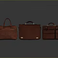 Brown Leather Briefcases In Three Different Styles With Handheld Straps And Classic Design 3d model
