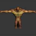 Muscular Orange Fantasy Character And Creature With Green Chest Gem Outstretched Arms And Tail