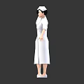 Nurse in White Uniform With Cap Front and Back View Standing on Light Background 3d model