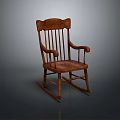Traditional Wooden Rocking Chair With Curved Backrest And Armrests Design