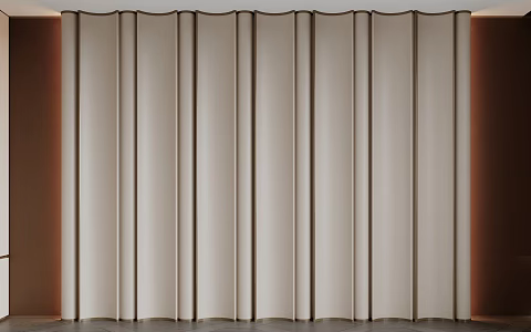 curved hard foreskin cloth wall panel bedroom background 3d model