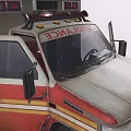 Red And White Ambulance Emergency Medical Vehicle With Exterior Lights And Rescue Design