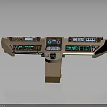 Modern Tech Control Console With Multiple Screens Control Buttons And Green Displays 3d model