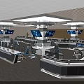 Modern Monitoring Room Interior With Control Consoles Multiple Screens And Workstations