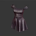 Shiny Glittery Women's Dress With Ruffled Shoulder Straps And Sparkling Fabric