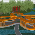 Modern flower landscape gallery shaped landscape pavilion rest pavilion running water curve modeling gallery pavilion park landscape sketch 3d model