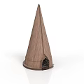 Rustic Wooden Conical Building With Pointed Roof And Small Entrance Structure