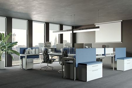 modern public office area office area 3d model