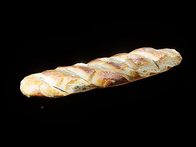 Fresh Sliced Baguette With Golden Brown Crust And Fluffy Interior 3d model