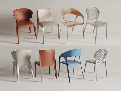 Stylish Leisure Chairs In Various Colors With Modern Designs And Comfortable Seats 3d model