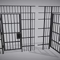 Sturdy Metal Barred Gates With Secure Locks For Safety And Security 3d model