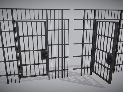 Sturdy Metal Barred Gates With Secure Locks For Safety And Security 3d model