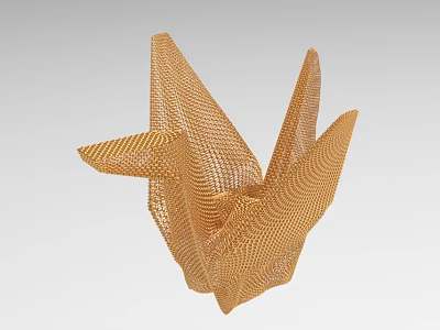 Golden Mesh Origami Crane Decorative Ornament Set for Home Decor 3d model
