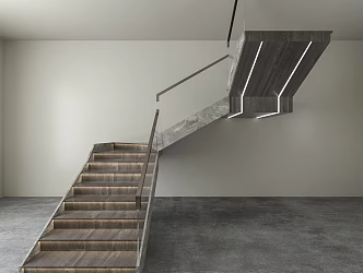 Modern minimalist stair step lamp stair glass handrail 3d model