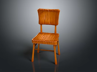 Solid Wooden Single Chair With Minimalist Design Natural Wood Finish And Simple Structure 3d model
