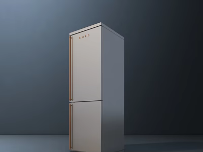 Sleek Stainless Steel Double Door Refrigerator With Modern Design For Home Use 3d model