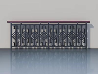 Modern Black Metal Swing Door With Geometric Pattern And Red Top Rail For Interior Design 3d model