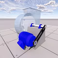 Maintenance Worker Inspecting Industrial Blower With Transparent Casing And Blue Motor