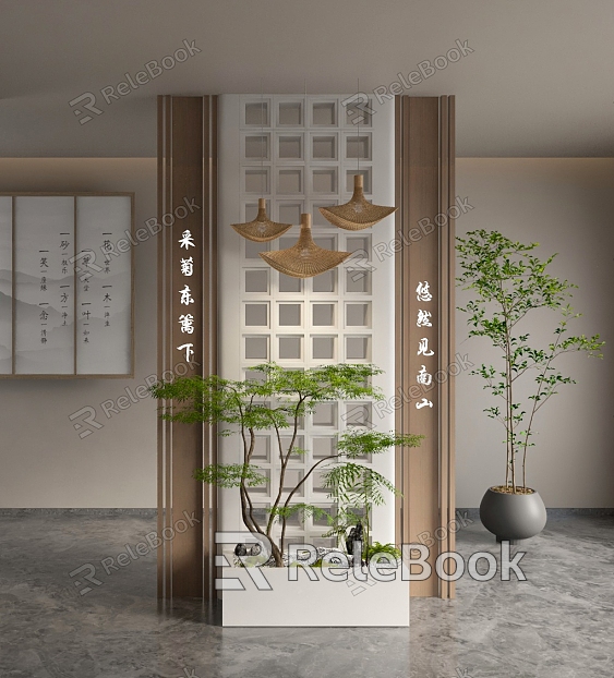 New Chinese Landscape Screen Partition Lattice Partition model