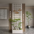 New Chinese Landscape Screen Partition Lattice Partition 3d model