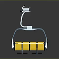 Ski Lift Chair With Yellow Seats And Blue Metal Frame Structure