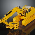 Yellow Construction Excavator Model Number 700 With Tracked Undercarriage And Grapple Attachment