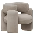 Modern Light Beige Velvet Accent Chair With Rounded Arms And Plush Seat Design