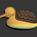 Adorable Yellow Duck Doll with Brown Shell Back and Cute Design 3d model