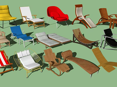 Colorful Modern Lounge Chairs With Various Styles And Materials For Outdoor Use 3d model