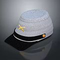 Gray Daily Life Hat With Black Brim Yellow Cross Decoration And Gold Button