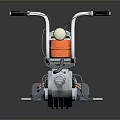 Orange Portable Power Tiller With Silver Frame Brown Seat And Black Handle